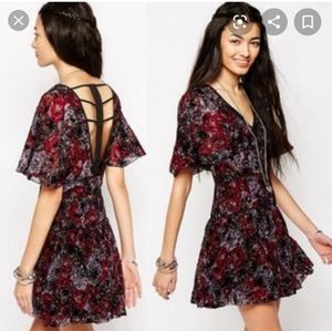 Free People Velvet Flocked Caged Dress